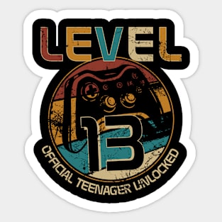 13th Birthday Gift for Official Teenager Level 13 Unlocked Sticker